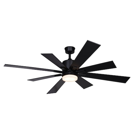 Vaxcel Crawford 60 in. 6 Blade Black Farmhouse Indoor Ceiling Fan with Light Kit and Remote F0109
